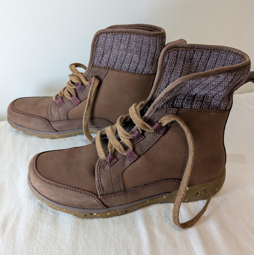 Chaco Sz 8 Barbary Boots Mahogany Leather Waterproof